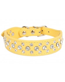 L size-yellow-Dog Collar PU...