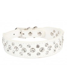 L size-white-Dog Collar PU...