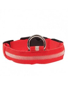 L size-Red-Nylon LED Dog...