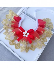 L size-Red-Pet Collar Lace...