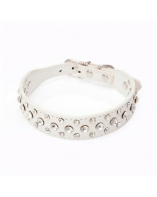 S size-white-Pet Rhinestone...