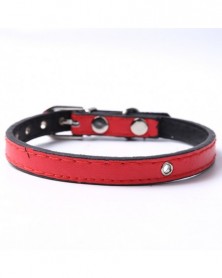 M size-Red-PU Leather Solid...